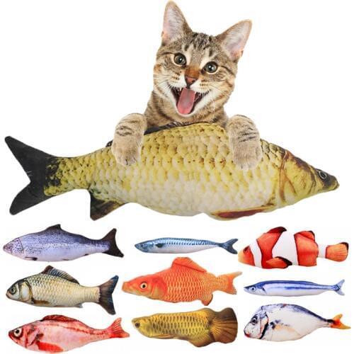 3D Cute Pet Cat Chewing Cat Toys Pet Fish Shape Cat Toy Fish Catnip Toys Catnip Stuffed Fish Interactive Stuffed Playing Toy