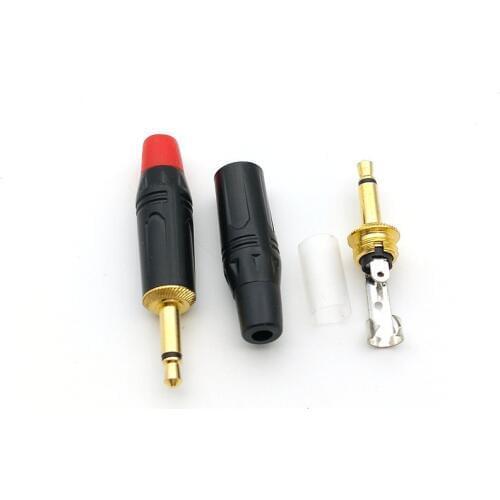 400pcs 3,5mm Mono Stecker Draht Stecker Gold connector adapter New