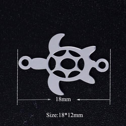 5pcs/lot Sea Turtle Stainless Steel DIY Connector Charms Wholesale Jewelry Finding Supplies Connectors for Bracelet Making