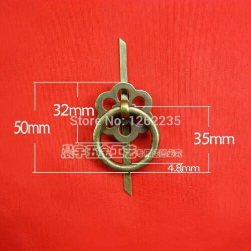 50 * 35mm Flowers handle single hole Copper drawer pull ring Small antique brass drawer pull buckle Accessories Wholesale