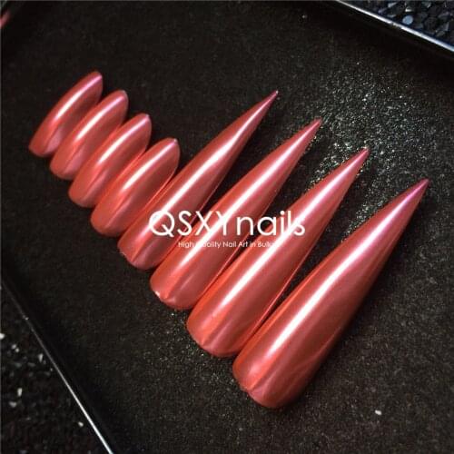 50g Fluorescent Light Red Foil Pigment Chrome Ginger Mirror Powder Glitter Smooth Rubbing for Nail Art Gel Nail Polish