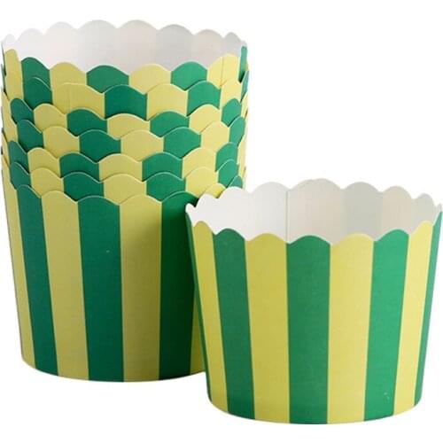 50pcs/bag Green Yellow Striped White Red Green Pink Purple Paper Cupcake Muffin Cups baking Moulds for Birthday Wedding Party