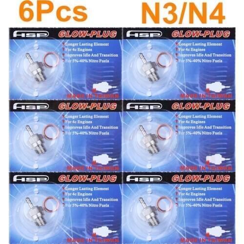 6pcs Hot & Medium Spark Glow Plugs N3 N4 Engine Parts Replacement of OS #8 For RC Nitro Car Traxxas Redcat Himoto HPI HSP 70117