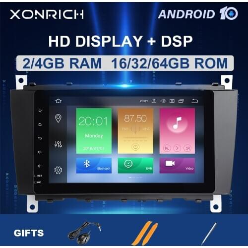4GB 64GB2 Din Android 10 Car Multimedia For Mercedes/Benz W203 W219 A-Class A160 C-Class C200 CLK200 Radio GPS Navigation Stereo