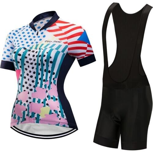 Free Shipping Summer Road Bike Jersey Set Women Cycling Clothing 2021 MTB Skinsuit Female Dress Bicycle Clothes Shorts Suit Kit