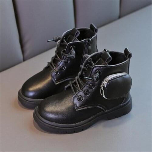 Girls Martin Boots 2021 Winter Autumn New Little Princess Single Boots British Style Fashion Children Pockets Short Boots