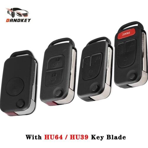 Dandkey 1/2/3/4 BT Folding Key HU39/HU64 Blade Flip Car Remote Key Case Shell For Mercedes Benz W168 W124 W202 W210 W211 W203