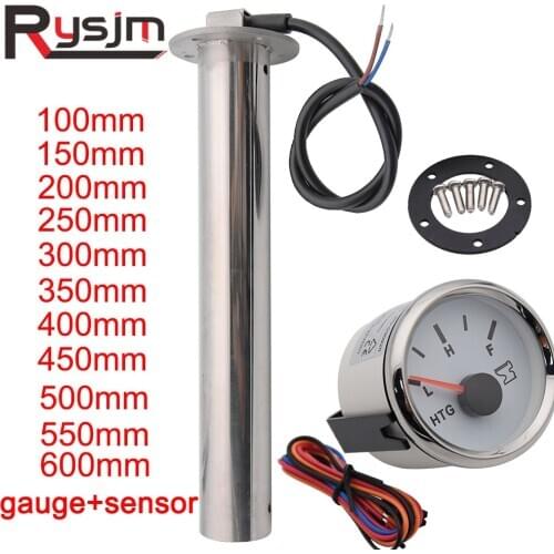 Sewage Level Sensor + 52mm HTG Gauge Water Sender Unit Sewage Meter Sensor For Auto Car Marine Boat RV 0-190 ohm 100mm ~ 600mm