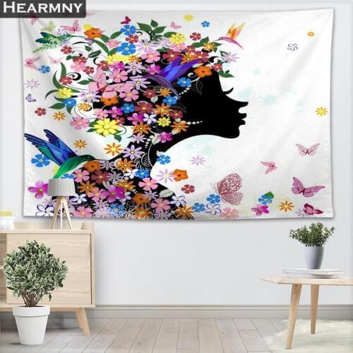 Custom Woman Flowers Wall Tapestry Home Decorations Wall Hanging Forest Tapestries For Bedroom 130x150CM,140x250CM