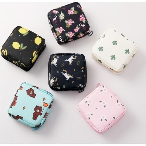 Korean Student Portable Small Cosmetic Bag Lipstick Bag Storage Bag Mini Cosmetic Bag Wash Bag Sanitary Napkin Pad