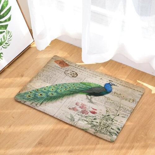 The Peacock Floor Mats Living Rooms Anti-slip Carpet for Bedroom Kitchen Bathroom Rug Welcome Mats for Front Door