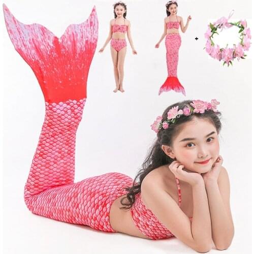 2021 Girls Mermaid Tails Swimming Dresses Halloween Cosplay Costume Beach Clothes Child Mermaid Swimsuit Kids Swimmable Costume