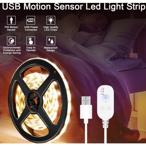 5V LED Lamp Strip USB PIR Light Tape 0.5 1 2 3 4 5M LED Motion Sensor Fita Light TV Background Lighting Flexible Lamp Tape 2835