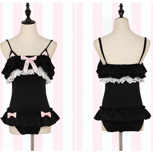 Cute Maid Adult One-piece Swimsuit Cosplay Costume Halloween Cat Ears With Bow Lace Edge Adulte Baby Onesie Daddy