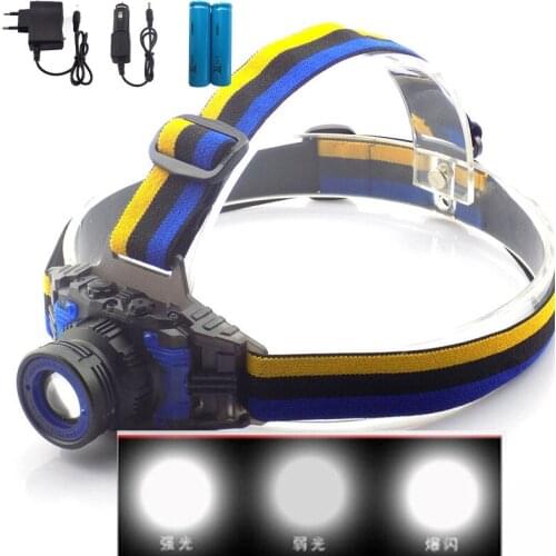 High Power Rechargeable Q5 LED Headlamp Flashlight Zoomable Focus Frontale Head Lamp Torch Headlight for Fishing Camping Charger