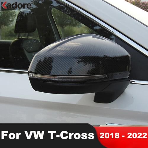 For Volkswagen T-Cross 2018 2019 2020 Carbon Fiber Rearview Mirror Cover Trim Rear View Mirrors Frame Sticker Car Accessories