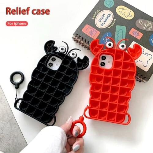 Fidget Reliver Stress Toys Push It Bubble Phone Case For iphone 11 12 Pro Max X XR XS 7 8 Plus SE Antistress cover Adult Kid