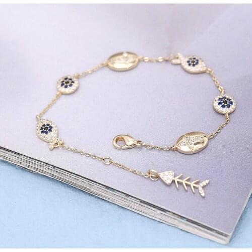 New Autumn Simple Zircon Anklet Beach Bracelet Fashion Design Summer Vacation Style Lucky Fish Bracelet Gold Charms