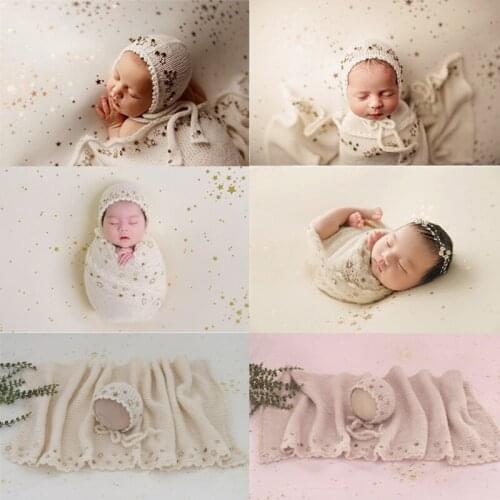 Newborn Photography Clothing Knit Stars Hat+Wrap 2Pcs/set Studio Baby Photo Prop Accessories Newborn Shoot Clothes Fotografia