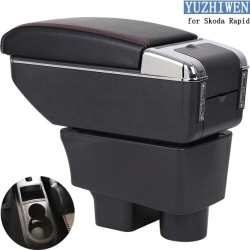 For Skoda Rapid Armrest Box Rapid 2 1 Universal Car Central Armrest Storage Box cup holder ashtray modification accessories