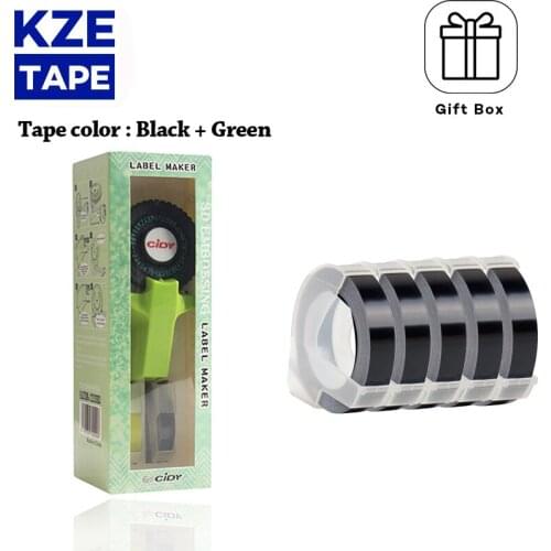 （Free 2 ribbons）Green for motex e101 label printer with 9mm Embossed label manual maker/typewriter dymo engraving label maker