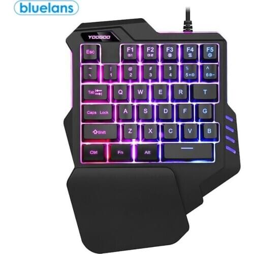 G92 35 Keys Wired Gaming Keypad Keyboard with Wrist Pad with LED Backlight 35 Keys One-handed Membrane Keyboard for LOL/PUBG/CF
