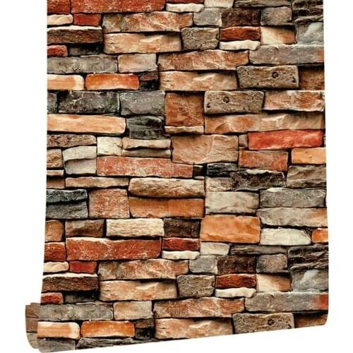 Retro Brick Pattern Wall Sticker for Bar Restaurant Living Room Wall Decor DIY Self-adhesive Waterproof Wallpaper Decoration