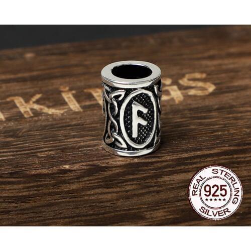 S925 Sterling Silver Viking beard Beads Hair Beads with keel chain and cow leather chain and vintage wood box as gift