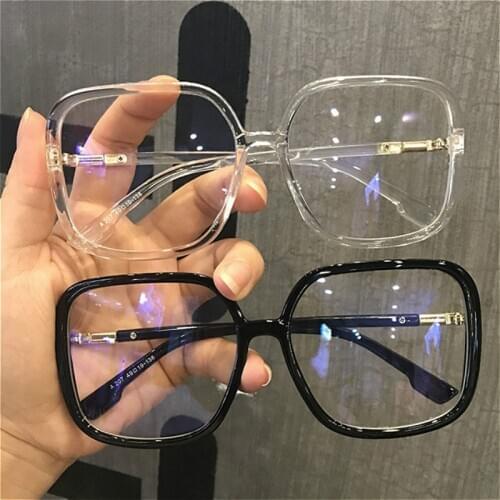 YCCRI 2021 Women Fashion Oversized Square Flat Mirror Anti-blue Llight Classic Sunglasses Plastic Frame Shadow Lens Glasses
