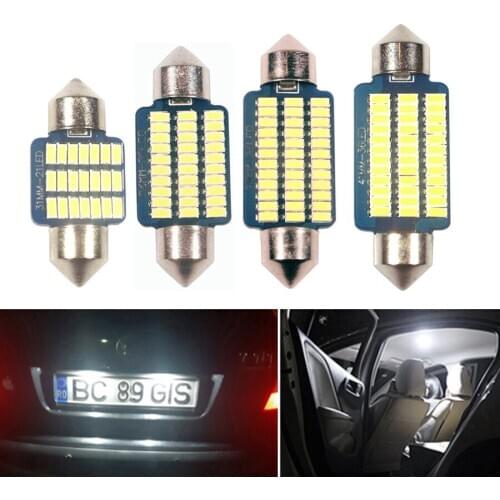 NHAUTP 10Pcs C10w C5w Led Bulbs Car Interior Reading Lamp Festoon 31mm 36mm 39mm 41/42mm License Plate Light White 6000K Dc12v