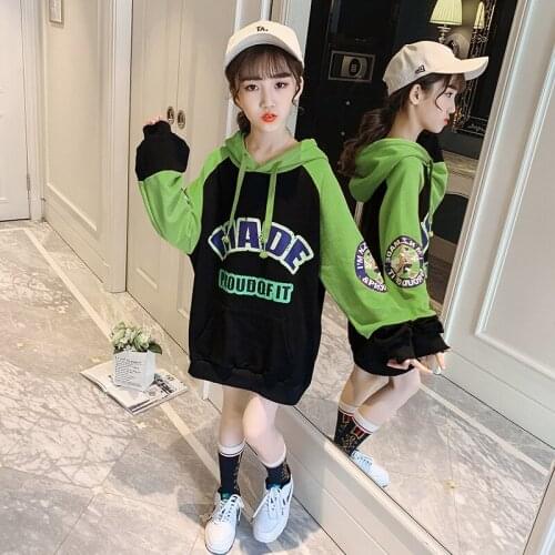 Casual Long Spring Autumn Tops Hoodies Girls Sweatshirts Coat Kids Outwear Teenager Children Clothes High Quality