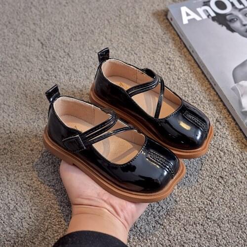 Girls Leather Shoes Toddlers Kids Dress Shoes Little Children Black Party Flats for Wedding Princess Soft Squre Toes Comfortable