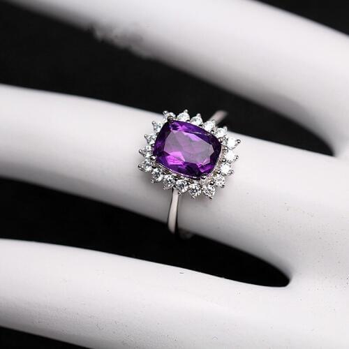 Jewelry 18K gold Purple crystal ring