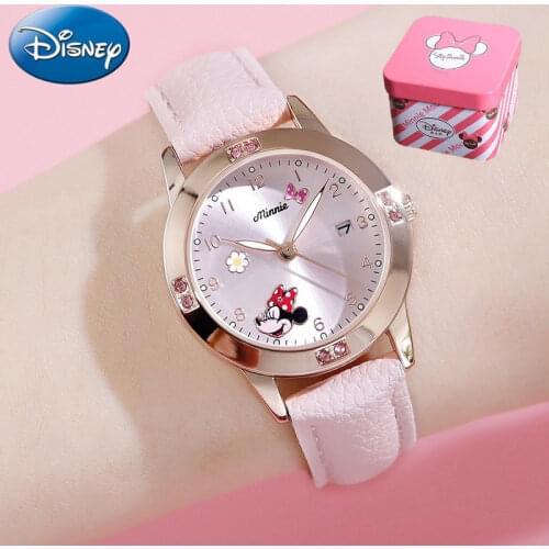 Disney Cartoon Minnie Girl Watch Women Calendar Gift Quartz Cute Crystal Kids Watches Children Clock Gifts Birthday Present