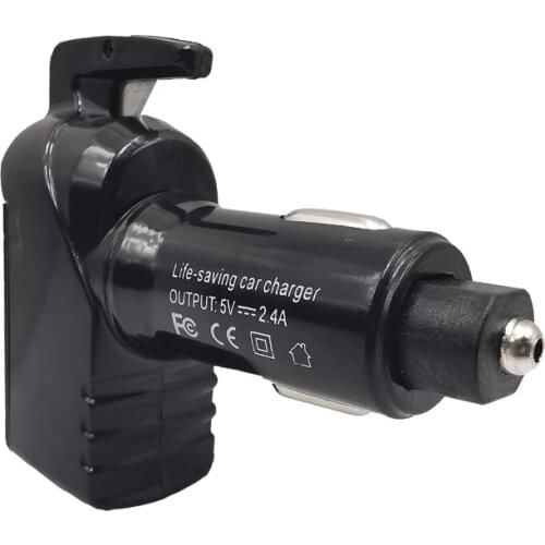 1 pcs 3-in-1 car dual USB charging interface multi-function emergency escape tool window spring breaker safety belt cutting car