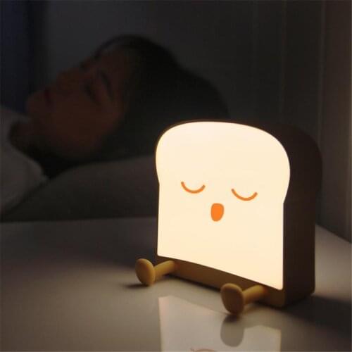 1Pc LED Night Light Lamp Creative Toast Rechargeable For Children Living Room Bedroom Lighting Holder Bulb For Baby Bedroom Lamp