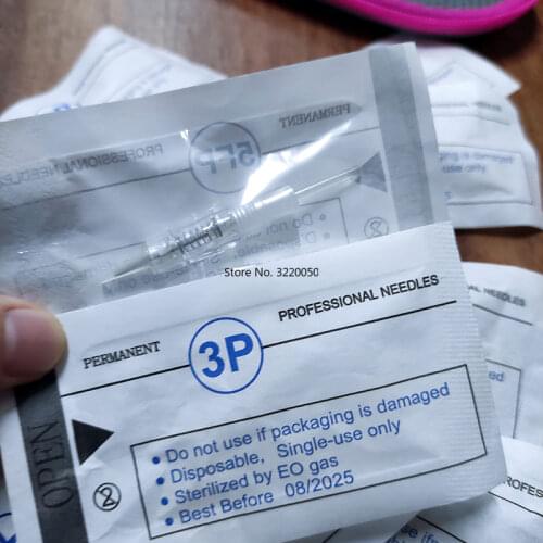 100pcs Sterilized Tattoo Needle 1R 3R for Tattoo Machine Microblading Pen Eyebrow Lips Permanent Makeup Ink Cartridges Needles
