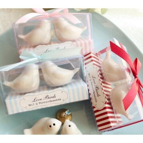 120pcs=60sets/lot Christmas Favors Latest Style Love Birds Salt and Pepper Shaker Wedding Favors and Gift FREE SHIPPING