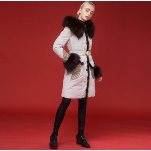 Royalcat brand 2019 winter new hooded color contrast Vintage down jacket thickened European station womens fashion