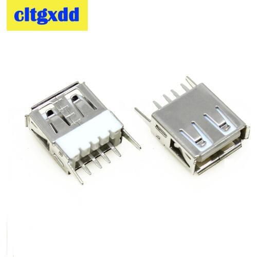 Cltgxdd 10Pcs/Lot USB Port 2.0 Type A Female 4 Pin Charge Plug Right angle 180 Crimping Charge Plug Socket Jack Connector