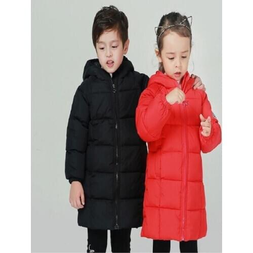 Winter 2-8Y Boys Girs Down Jacket For Children Coat Kids Clothes Thicken Warm Hooded Long Jacket For Girls Boys Down Jackets