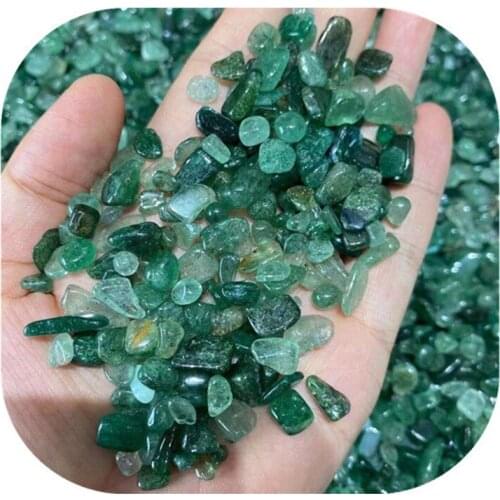 Spiritual reiki stones 5-7mm premium crystals healing gravels natural green strawberry quartz crystals chips for home decoration