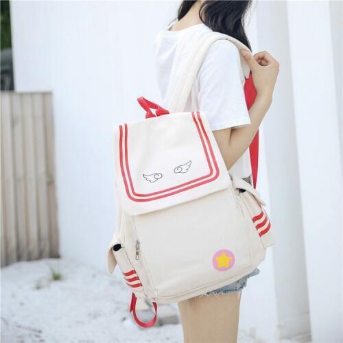 Anime Card Captor Cardcaptor Sakura Backpack KINOMOTO SAKURA Magic Card Girl Canvas Large Capacity Schoolbag Cosplay Backpacks