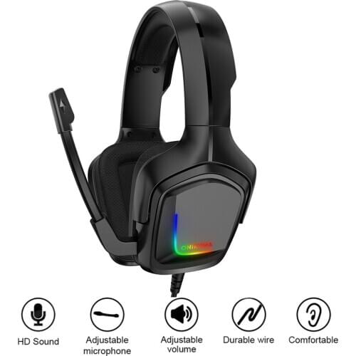 ONIKUMA K20 RGB Backlight Gaming Headset 3.5mm Wired Headphone with Microphone for Computer Tablets Smartphone