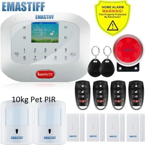 IOS Android APP RFID Control G5A GSM PSTN SIM Home security Alarm system Menu screen LCD Touch Keyboard 10kg pet PIR alarm