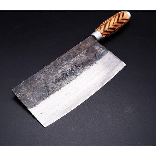 Handmade Chinese Kitchen Knives Traditional High Carbon Forged Kitchen Cleaver Wood Handle Slicing Serbian Chef Camping Knife