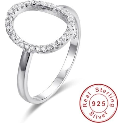 Classic Fashion Hollow out Hoop Sparkling SONA Diamond Ring Jewelry Real Solid 925 Sterling Silver Midi Rings for Women size 5-9