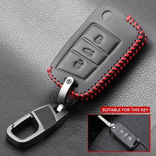 Leather Key Case Cover For VW Polo Golf 7 Tiguan for Skoda Octavia Kodiaq Karoq for SEAT Ateca Leon Ibiza 2016 2017 2018 2019
