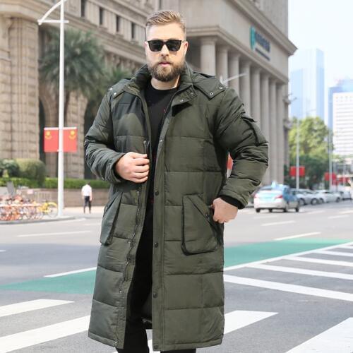 2018 Mens Long Over the Knee Cotton coat Male White Duck Down Warm Black jacket Thick Winter Casual Winter Clothes Size XL-10XL