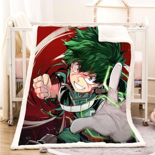 My Hero Academia Funny Character Blanket 3D Print Sherpa Blanket on Bed Home Textiles Dreamlike Style 12